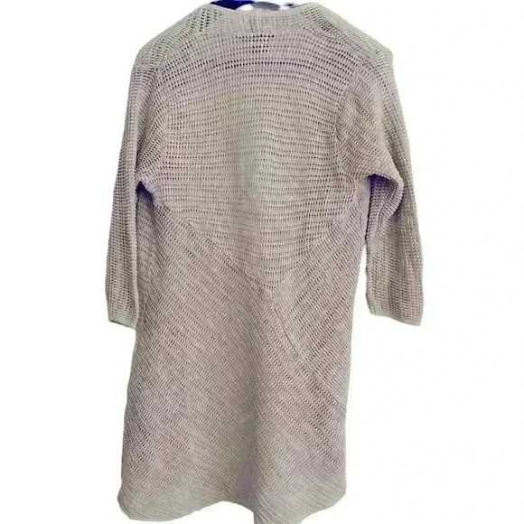 Altar’d State Open Crocheted Cardigan Size L Tan Boho Lightweight Hippie Flowy - Picture 3 of 12